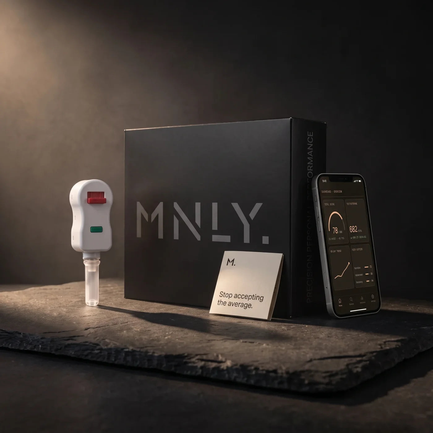 The MNLY Precision Labs kit laid out on slate